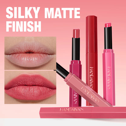 Matte Lipstick Pencil Waterproof Long Lasting Non-Stick Cup Sexy Red Matte Solid Lip Gloss Nude Pink Lipstick Pen Makeup -6 Colors