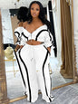Doyerl Striped Casual Two Piece Set Woman Tracksuit Sports Joggers Zip Long Sleeve Jacket and Sweatpants Matching Sets Outfits