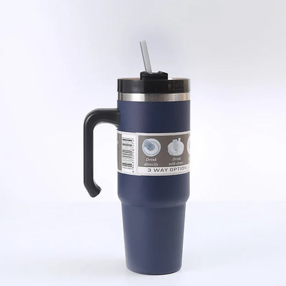 Stainless Steel Car Thermos Bottle Travel Sports Water Bottle Large Capacity with Handle Straw Mug Outdoor Coffee Cup 20oz/30oz