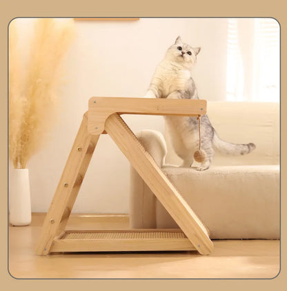 Wooden Cat Scratcher Cat Scratching Post Sisal Wear-resistant Cats Kitten Scratching Grinding Paws Toys Furniture Protector
