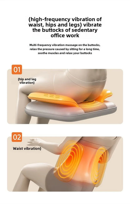 5 Vibrations Waist Hips Electric Back Massager Cervical Massage Chair Seat Cushion for Body Shiatsu Heated Kneading Relaxarion