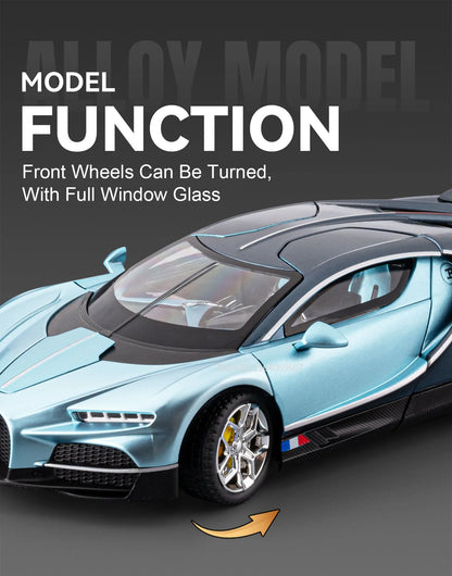 Bugatti Tourbillon, Nissan Skyline GTR, Model Sports 1:24 Car Alloy Diecast Sound Light Doors Opened Shock Absorption Ornament Supercar Toys Gift