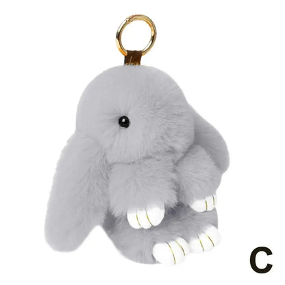Cute Long Ear Bunny Keychain Real Mink Fur Rabbit Doll Charm Toys Ornament Keyring Jewelry Pompom Pendant Gifts Handbag Plu C9M0
