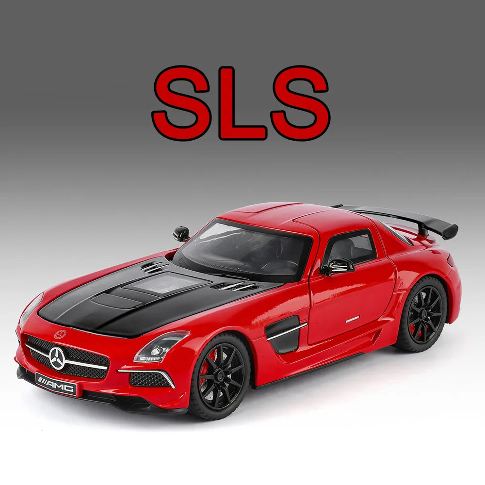 Benz SLS 1:24 Model Car Alloy Diecasting Wheel Steering Miniature Vehicles with Light Music Model Car Gifts