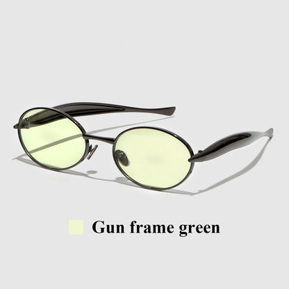Ruiao 2026 Fashion Oval Sunglasses for Women Luxury Designer Metal Frame UV400 Sun Protection Shades Brand New Arrival Eyewear