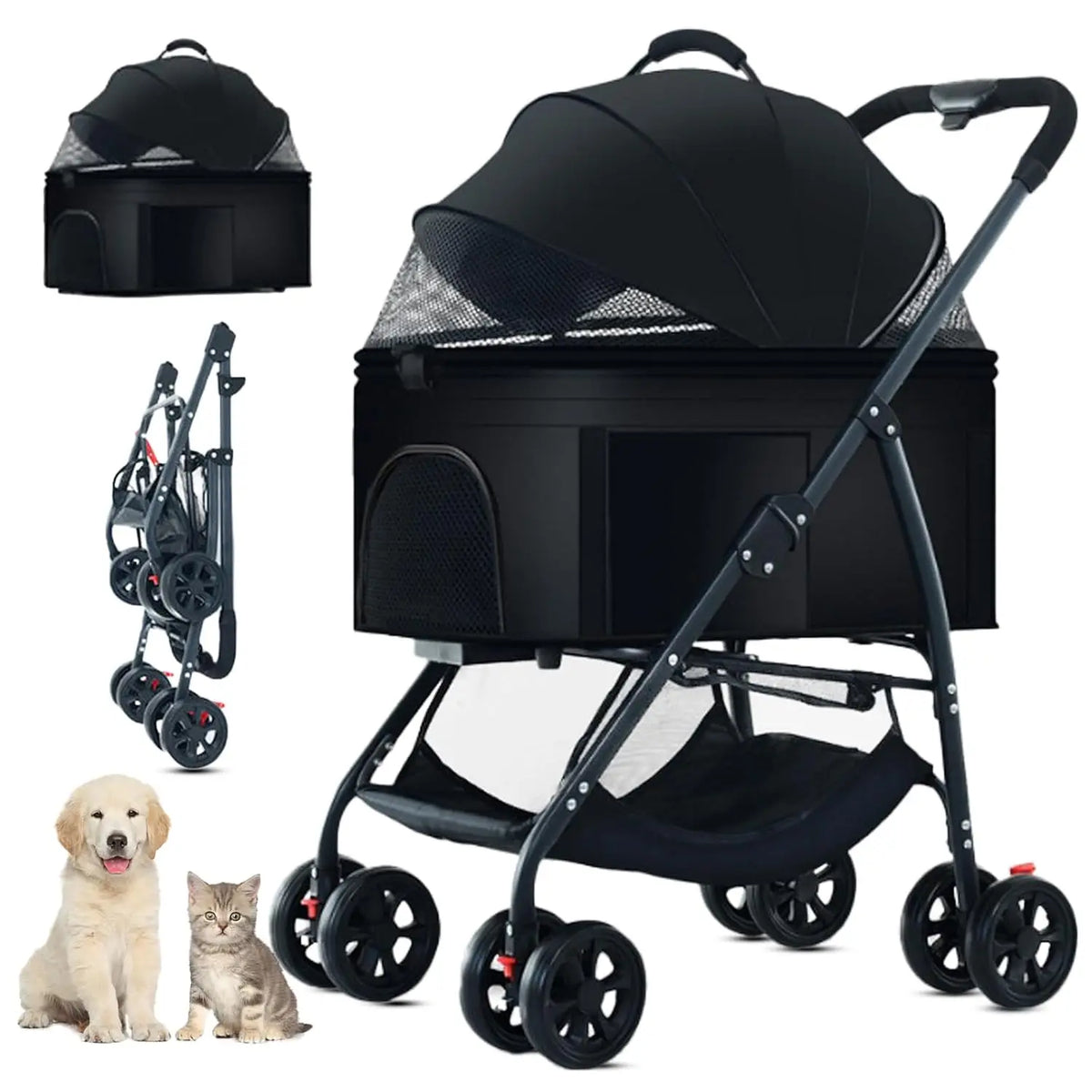 Dog Carrier Backpack 3-in-1 Pet Stroller Wagon Removable Carrier Cat Stroller for Medium Dogs Up to 55lbs Daily Travel Use
