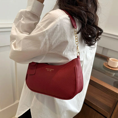 Cherry Pendant Crossbody Bag for Women PU Leather Crescent Bag Adjustable Strap Underarm Bag Closure Handbag for Work Travel