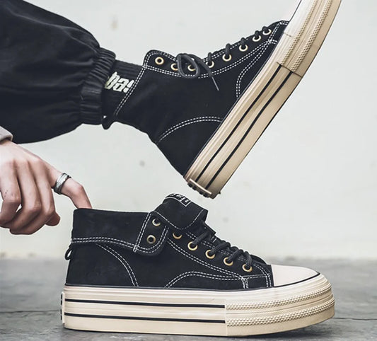 Autumn Unisex Sneakers High Top Women Men Board Shoes Suede PU Thick Sole Solid Colors Tennis Sport Shoes Winter Casual Shoes