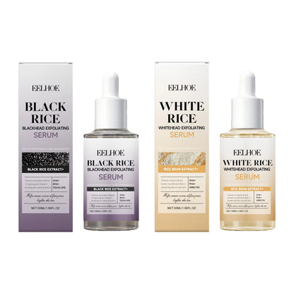 eelhoe Black & White Rice Exfoliating Serum Set BHA Niacinamide Pore Minimizing & Brightening Blackhead Whitehead Remover Skincare Set
