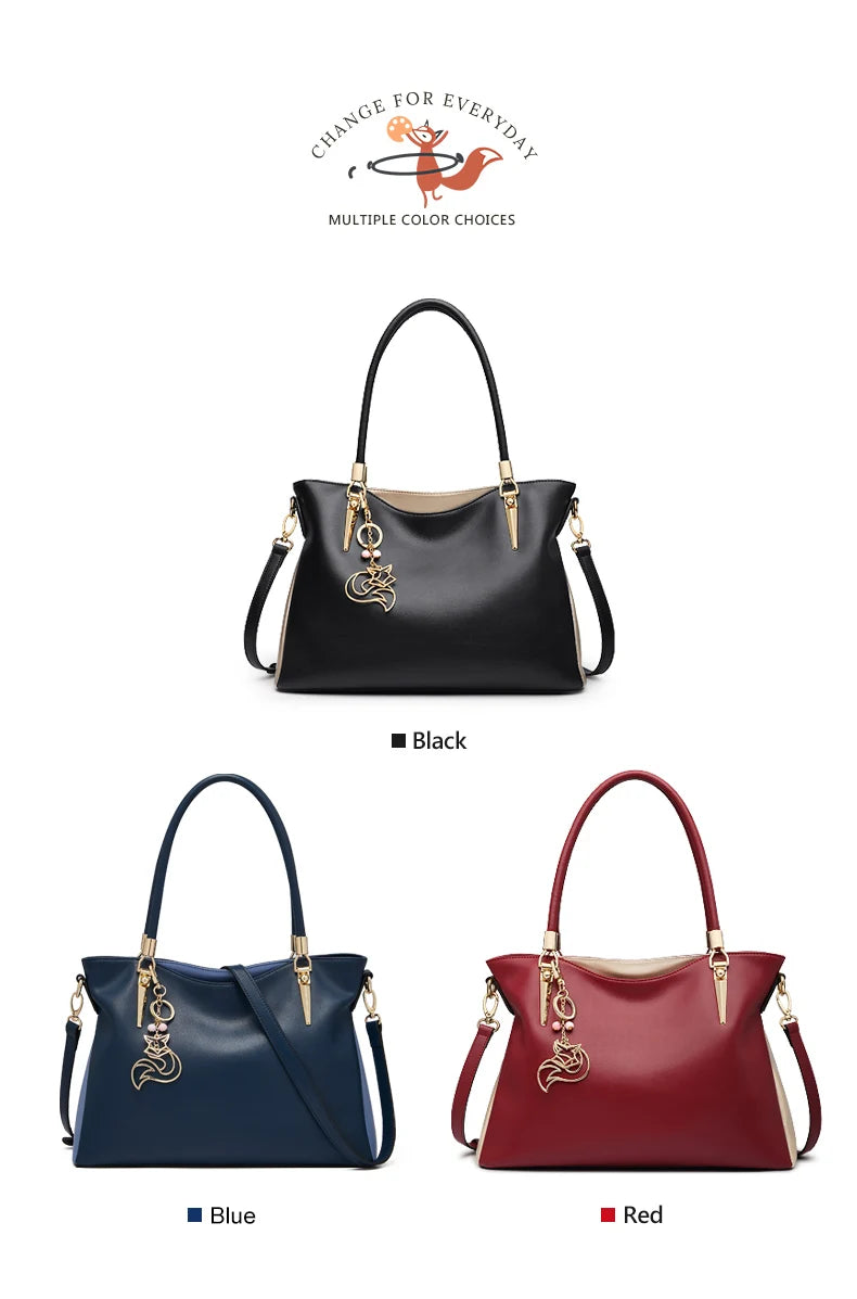 FOXER Large Capacity Women's Shoulder Bag Split Leather Handbag Fashion Female Tote & Crossbody Bag Great Gift for Mom,Wife