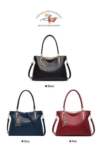 FOXER Large Capacity Women's Shoulder Bag Split Leather Handbag Fashion Female Tote & Crossbody Bag Great Gift for Mom,Wife