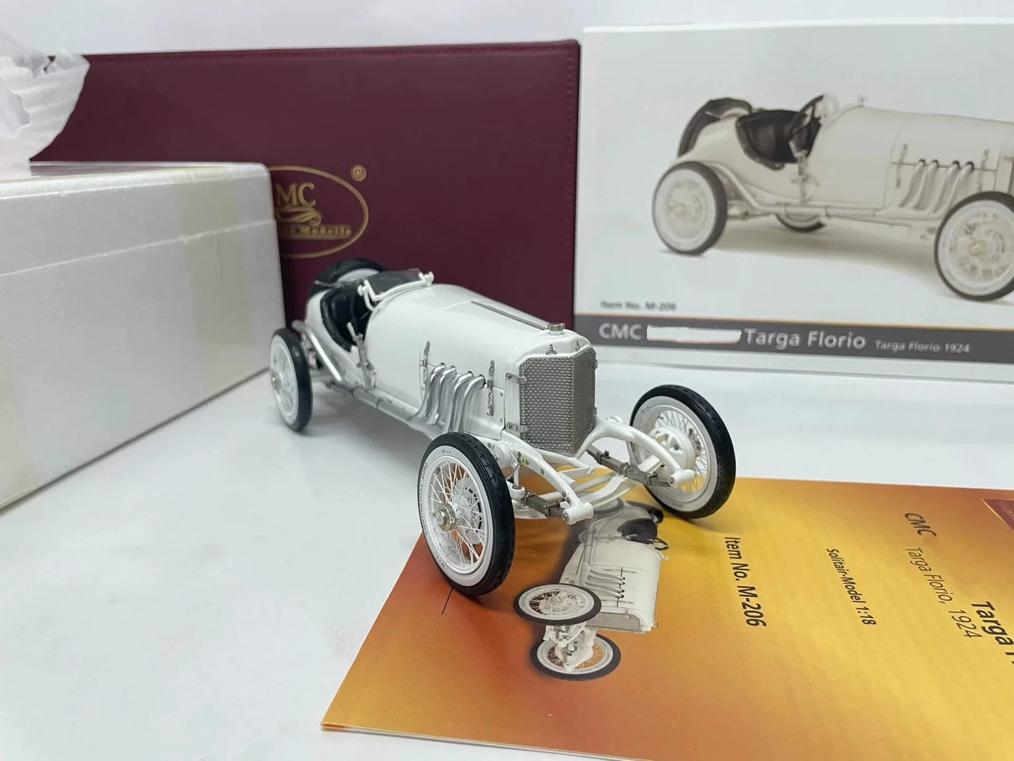 CMC 1:18 Targa Florio 1924 White Simulation Limited Edition All Open Alloy Metal Static Car Model Toy Gift