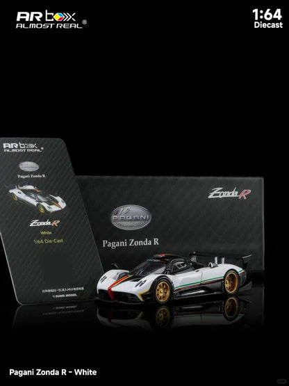 New Almost Real AR Box 1:64 Scale Pagani Zonda R Matte Carbon Fiber White HEC Alloy Car Collection Diecast Model Toys Gift