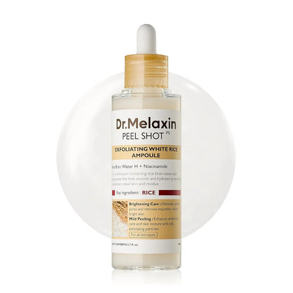 Dr. Melaxin Peel Shot Glow White Rice Peeling Ampoule 80ml,Dead Skin Gentle Exfoliating Ampoule with Rice Water Extract,AHA BHA,Niacinamide