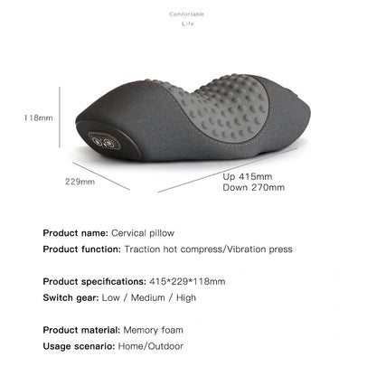Electric Neck Massage Pillow Heating Vibration Neck Massager Back Cervical Traction Relax Sleeping Memory Foam Spine Support