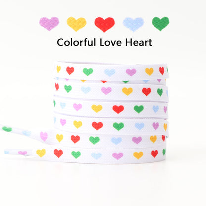 New Flat Love Heart Shoelaces for Women's Men's Sneakers Suitable for AJ/AF1 High Canvas Shoe Laces Sport Shoelace for Shoes
