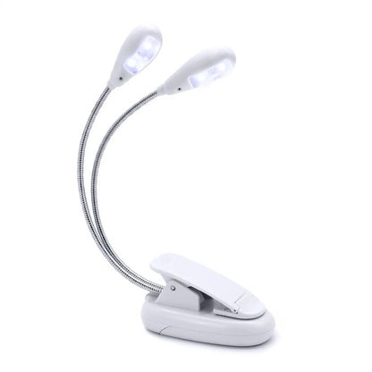 Music Stand Light, Clip on LED Book Lights, USB and AAA Battery Operated, Reading Lamp in Bed, 4 Brightness Levels, Ideal for Bo