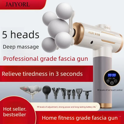 Professional Five-head Fascia Gun Massage For Shoulder and Neck Muscle Relaxation Full Body Waist Back Silent Massage Gun