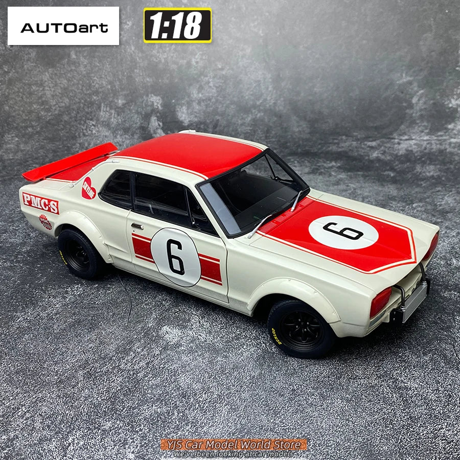 AUTOART Diecast car model 1/18 Nissan skyline GT-R 6#（RACING) 1971 Static display car models