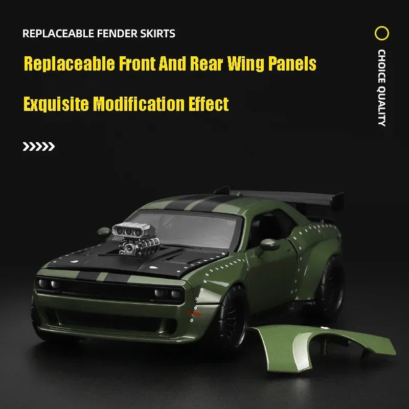 CCA 1:36 Dodge Challenger Alloy DIY Race Car - Detachable & Customizable Parts, Buildable Model Kit for Collectors