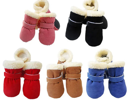 Winter Waterproof 4Pcs Warm Non-slip Snow Boots for Small Breeds Dogs Puppy Outdoor Walking Dog Socks Bootie Pet Paw Care