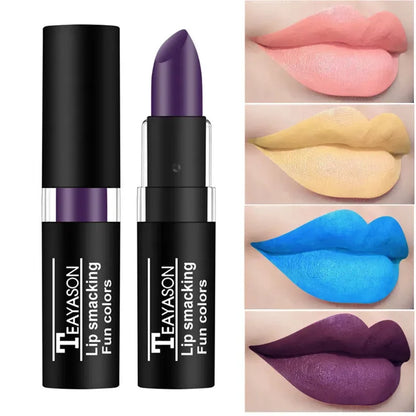 12Colors Matte Lipstick Black Green Sexy Red Velvet Lip Gloss Long Lasting Non-stick Women Lip Tint Make Up Facial Body Cosmetic