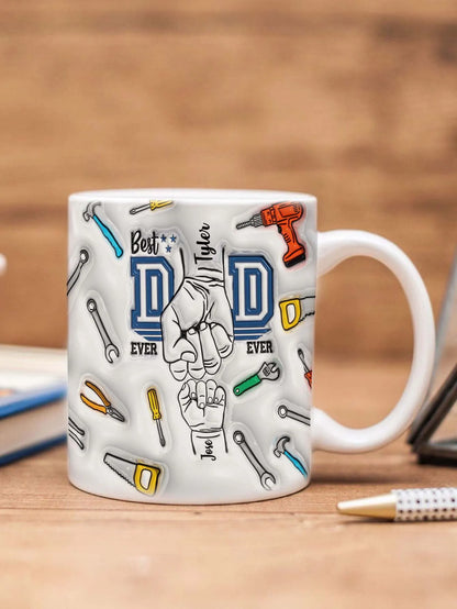 Personalized Dad Mug for Father's Day Custom Name Coffee Cup with 3D Text Effect Custom Name Coffee Cup Gift for Daddy Grandpa