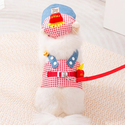 Summer Vest Dog Harness Leash Set and Dog Hat Cute Bear 2026 Dog Clothes Pet Supplies Puppy Denim Harness Cat Dog Accessories