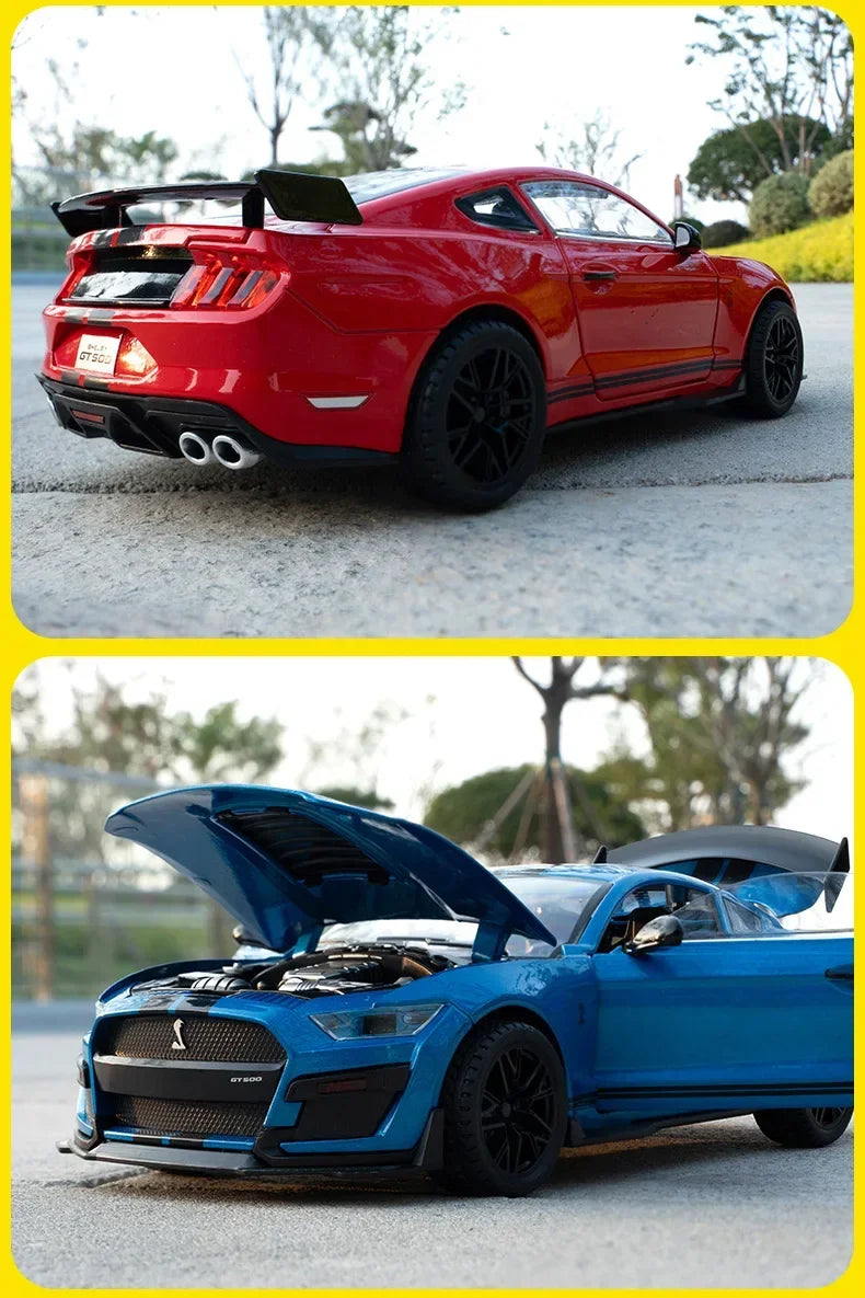 Ford Mustang Shelby GT500 Large Size  Alloy Sports 1:18 Car Model Diecasts Metal Racing Car Model Sound and Light Simulation