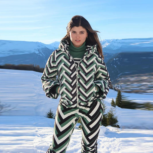 Women's Trendy Camouflage Stripe Snow Sportwear Waterproof Ski Jumpsuit Warm Pant 2026 New Elegant Ski Hooded Thick Outwears