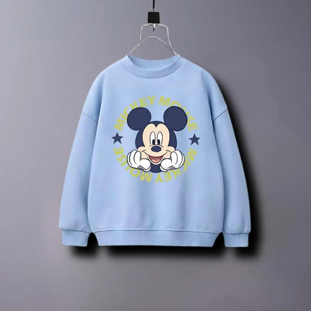Solid Color Fashion Children Mickey Mouse Sweatshirt Autumn Clothes Popular Simple Kids Long Sleeve Tops Crewneck Hoodie 6m-7y