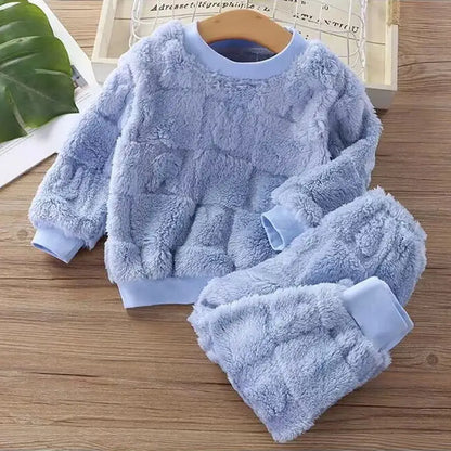 New autumn flange pajamas girl style Liu Su home service boy long sleeve top+trousers set 0-5 year old children pajamas set