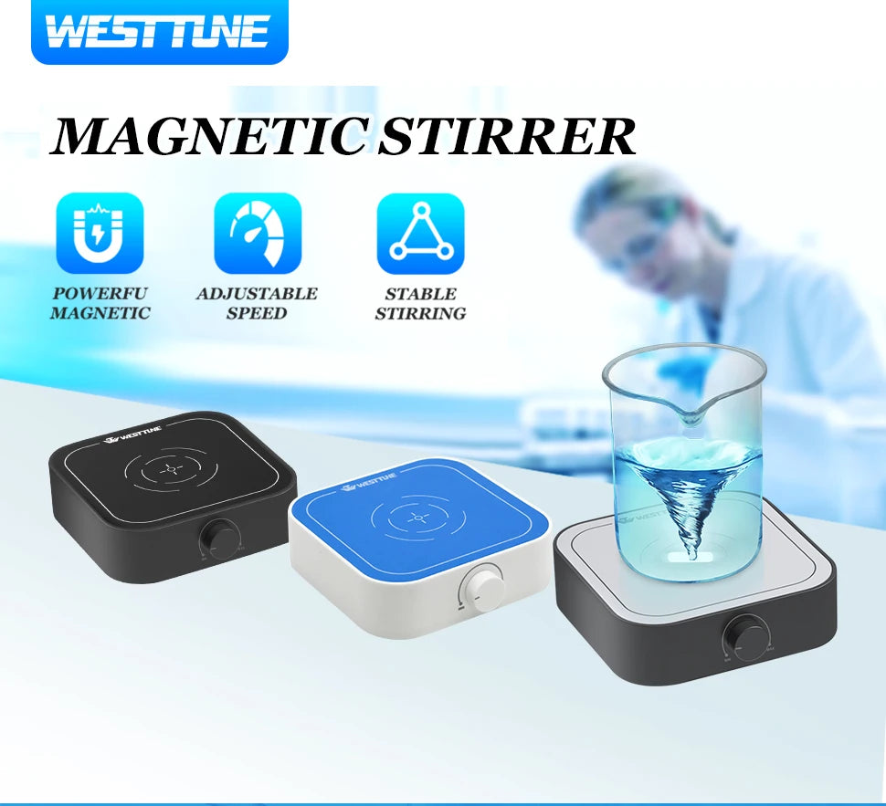 WESTTUNE Laboratory Magnetic Stirrer 3000RPM 3L Magnetic Mixer Stir Plate with 2PCS Stir Bar No Heating Lab Stirring Equipment