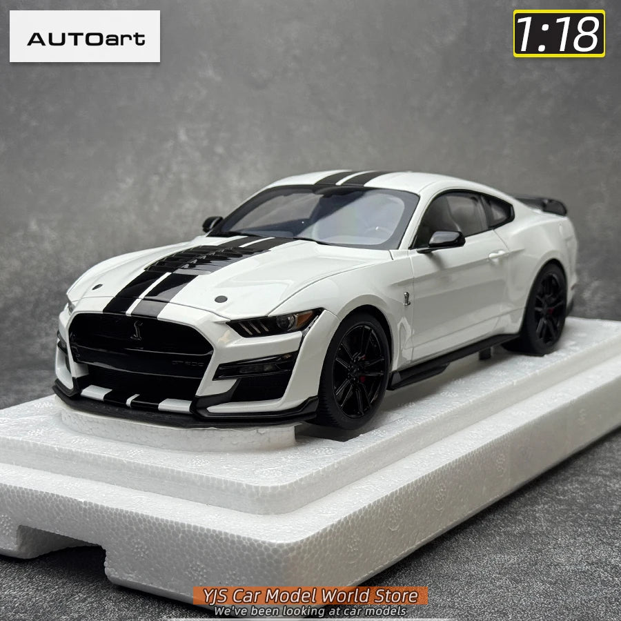 AUTOART New 1/18 scale Ford Mustang Shelby GT500 WHITE SILVER  Sports car model Static display Collection Holiday gift 73097