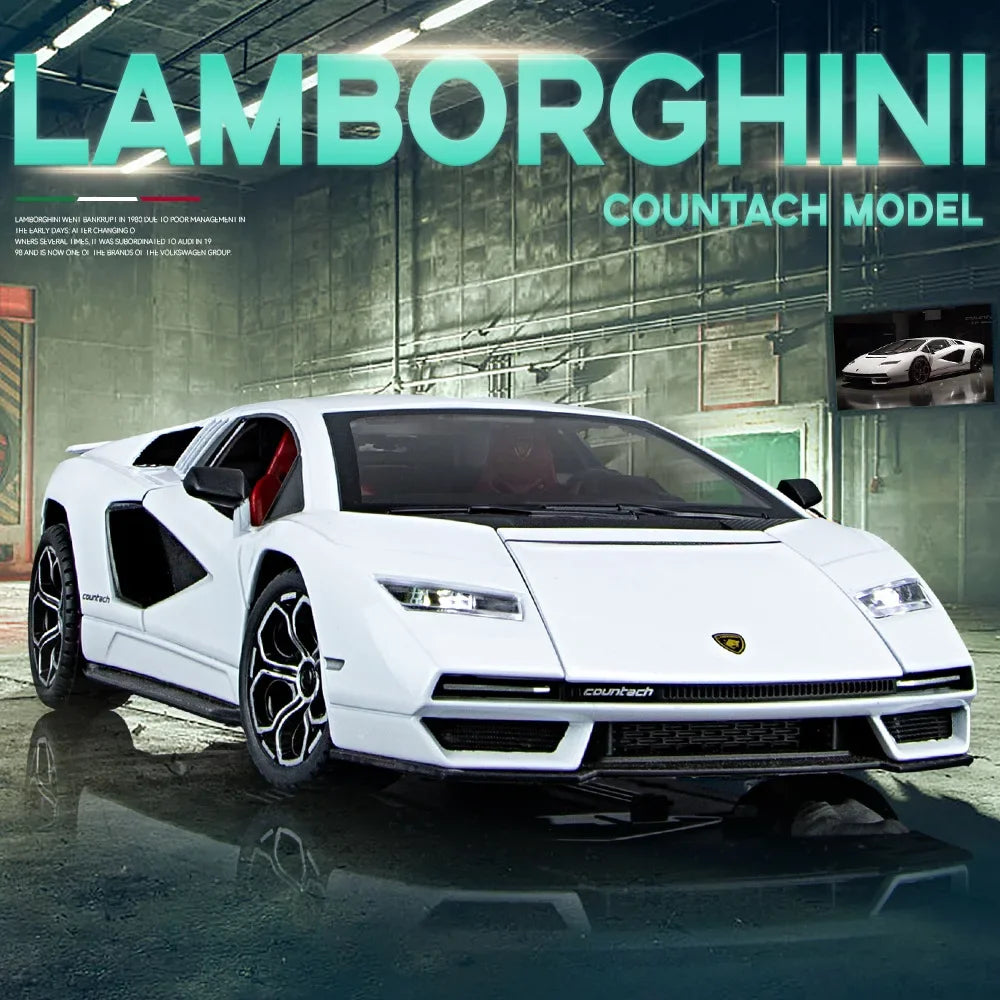 Lamborghini Countach LPI 800-4 Simulation1:24  Diecast Metal Alloy Model car Sound Light Pull Back CollectionToy Gifts