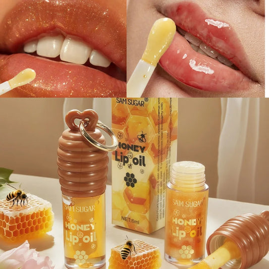 SAM SUGAR 2-Color Honey Essence Lip Oil Long-Lasting Moisture, Reduces Lip Lines Transparent Hydrating Lip Gloss