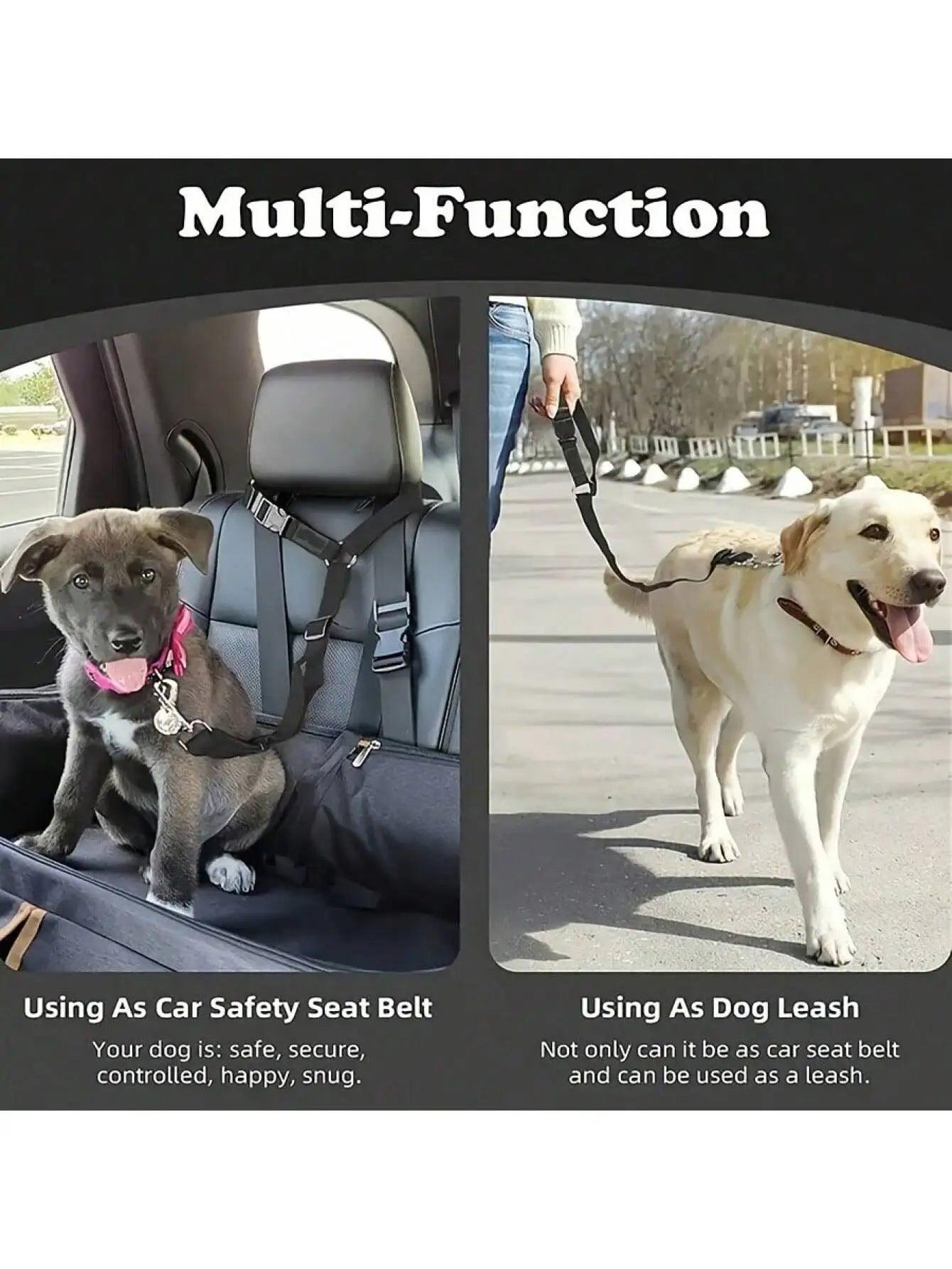 Pet Car Seat Adjustable (40-70cm)Belt Dog Cat Safety Harness Leash with Flower Decor for Dogs Travel Collar Pet Accessories