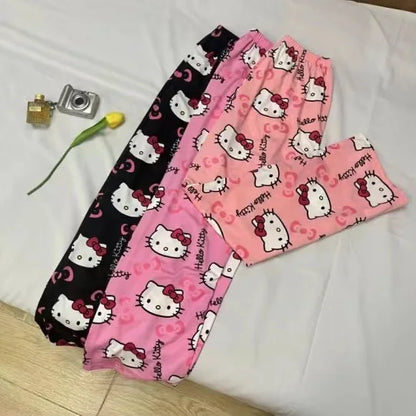 Hello Kitty pajamas summer thin loose casual pants cartoon walking home pants girlfriends can wear outside