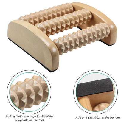 Wooden Foot Massager Roller Reflexology for Stress Fitness Health Care Feet Massager Colorful Massage Roller Pain Relief