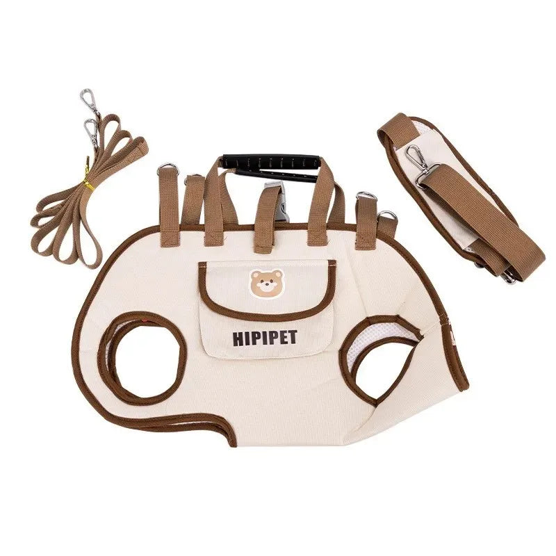 Portable multi-functional towing backpack, double-shoulder dog backpack, crossbody pet transport bag, breathable outdoor pet bag