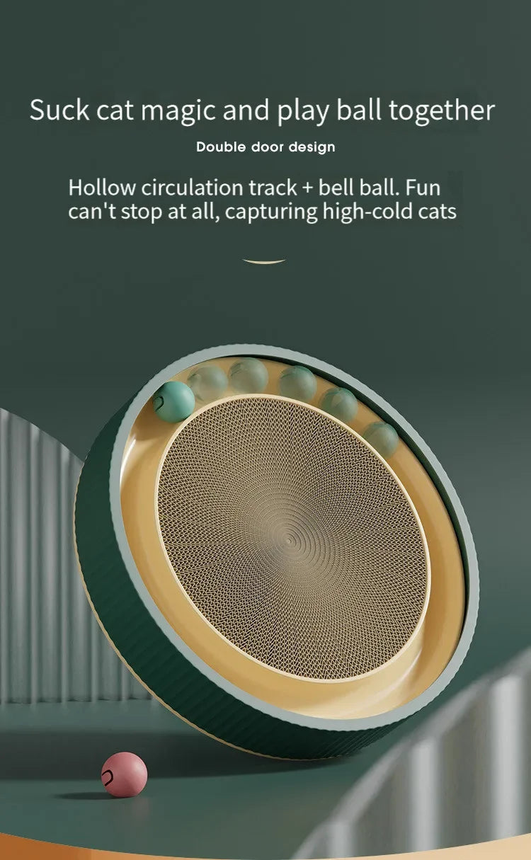 Interactive Round Cat Scratching Board with Ball Wear Resistant Corrugated Paper Multi Function Toy Cat Scratcher Accessories