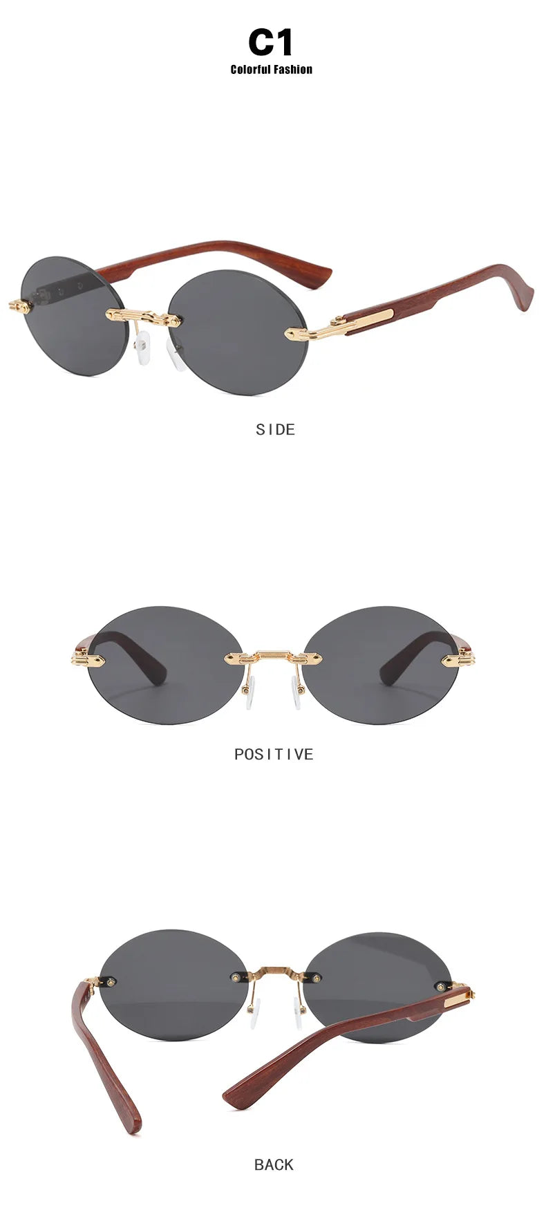 New Frameless Oval Sunglasses, High-end Light Luxury Women's Fashionable Summer Beach Vacation Sunglasses