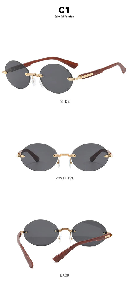 New Frameless Oval Sunglasses, High-end Light Luxury Women's Fashionable Summer Beach Vacation Sunglasses