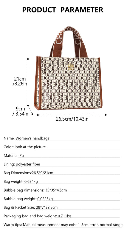 CH Fashion Monogram Print High Quality Metal Logo Casual Light Luxury Brand Designer New Women's Handbag