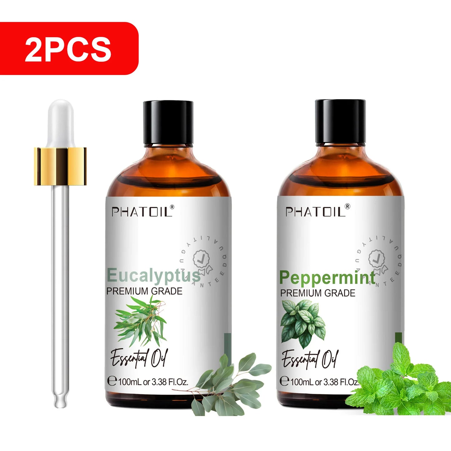 PHATOIL 100ml Pure Essential Oil For Skin Eucalyptus Peppermint Vanilla Tea tree Ylang Ylang Bergamot Aromatherapy Essential Oil