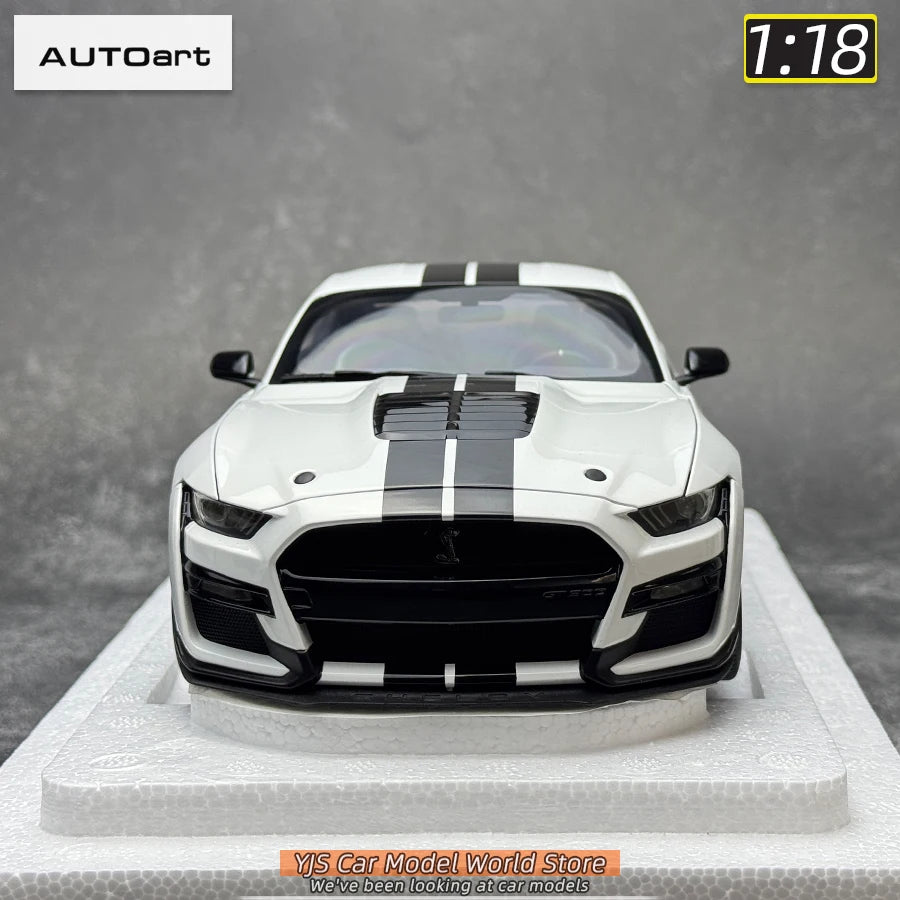 AUTOART New 1/18 scale Ford Mustang Shelby GT500 WHITE SILVER  Sports car model Static display Collection Holiday gift 73097