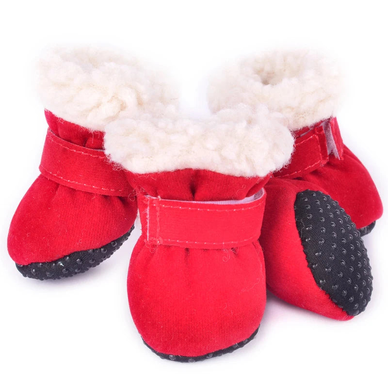 Winter Waterproof 4Pcs Warm Non-slip Snow Boots for Small Breeds Dogs Puppy Outdoor Walking Dog Socks Bootie Pet Paw Care