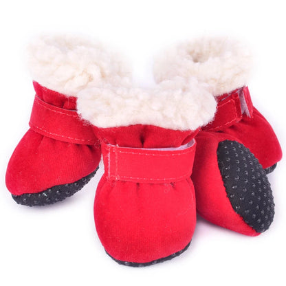 Winter Waterproof 4Pcs Warm Non-slip Snow Boots for Small Breeds Dogs Puppy Outdoor Walking Dog Socks Bootie Pet Paw Care