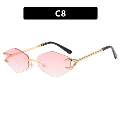 Small Frame Hexagon Sunglasses Women 2026 Luxury Brand Metal Rimless Rhombus Sun Glasses For Female Retro Polygon Eyewear UV400