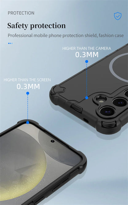 Anti-slip Bumper Armor Magnetic Phone Case For Samsung S24 S25 S26 Plus S23 Ultra A56 A55 A54 A35 A34 A25 A15 For Magsafe Cover